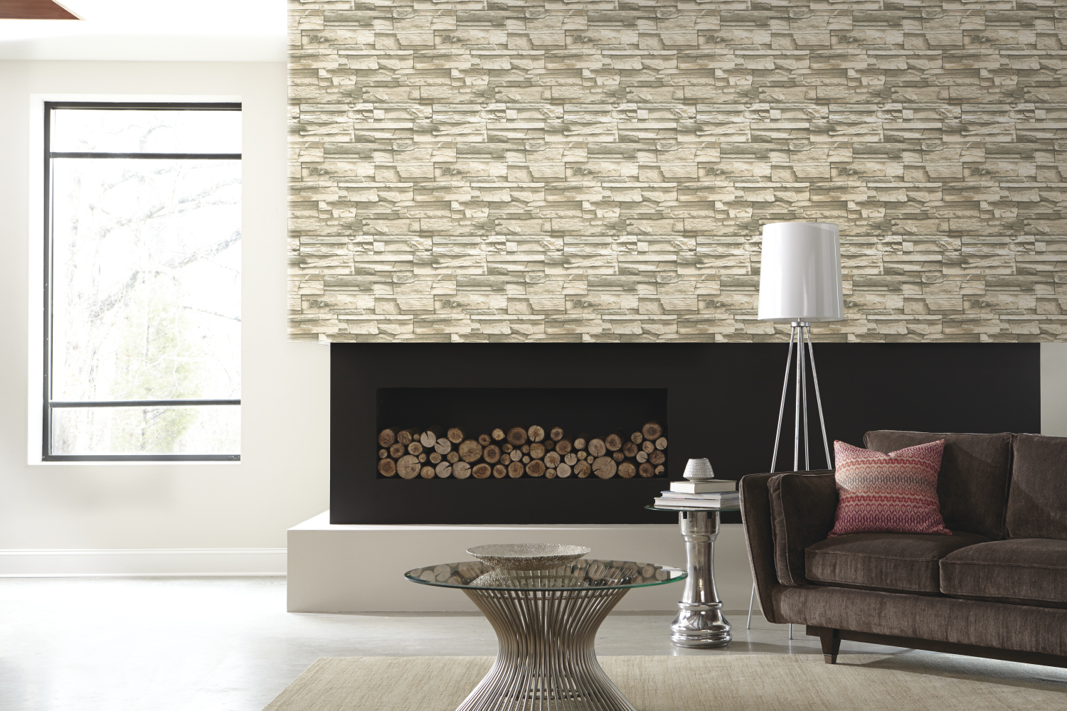 Natural Stacked Stone Easy Peel and Stick Wall Decor
