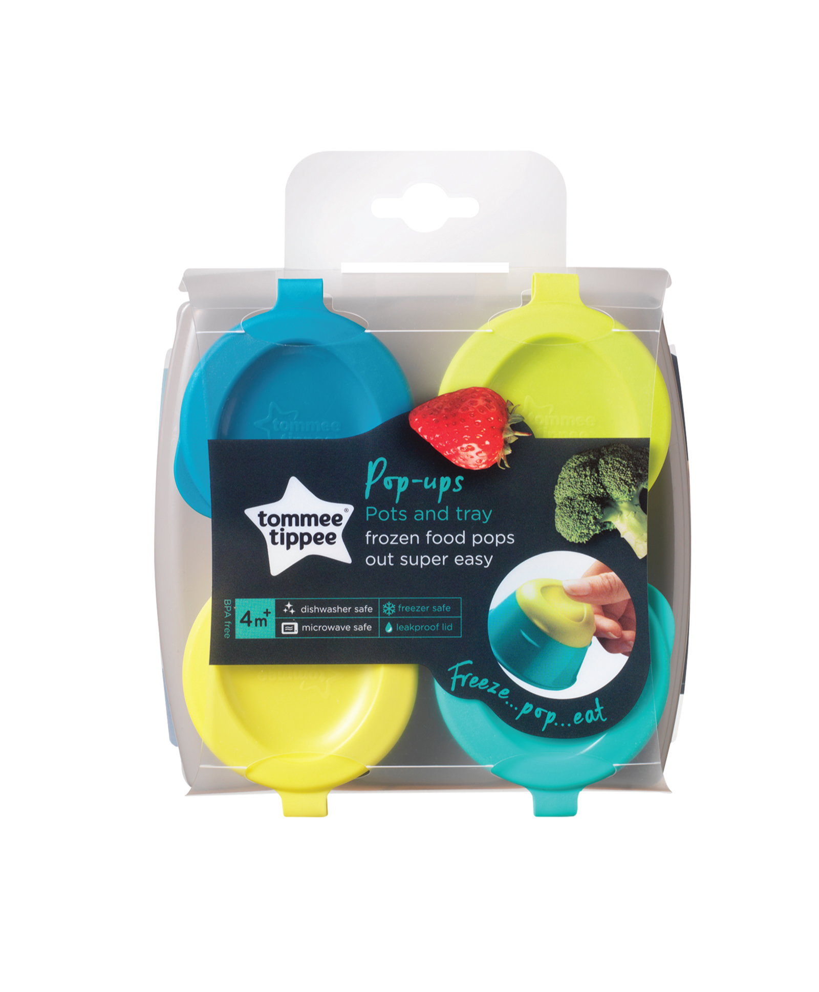 Pop Ups Freezer Pots & Tray x 4 -(Blue, Green, Yellow)