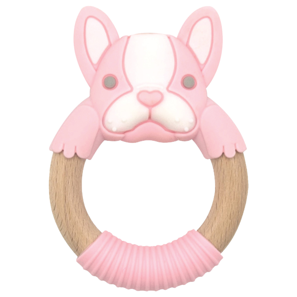 Teething Ring - Frankie Frenchie - Pink & White